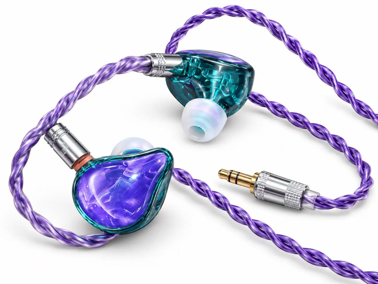 SP-800 detachable-cable private-label HiFi IEM with translucent housing and purple braided cable