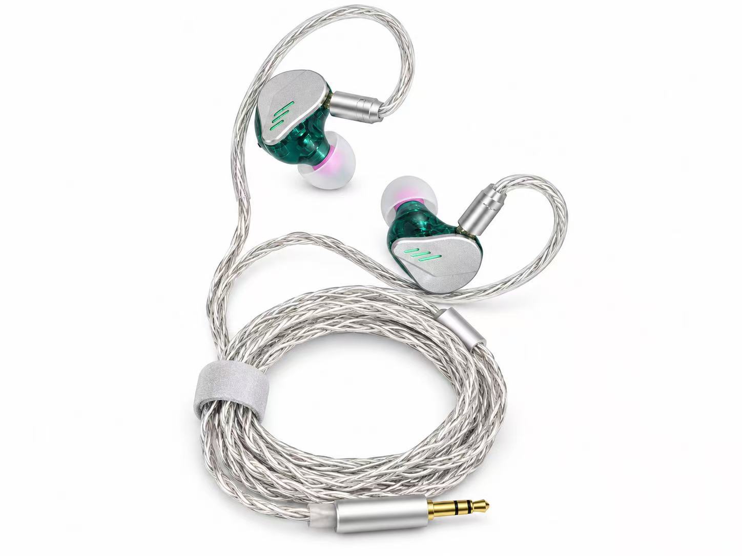 SP-801 detachable-cable private-label HiFi IEM with metal faceplate and silver cable