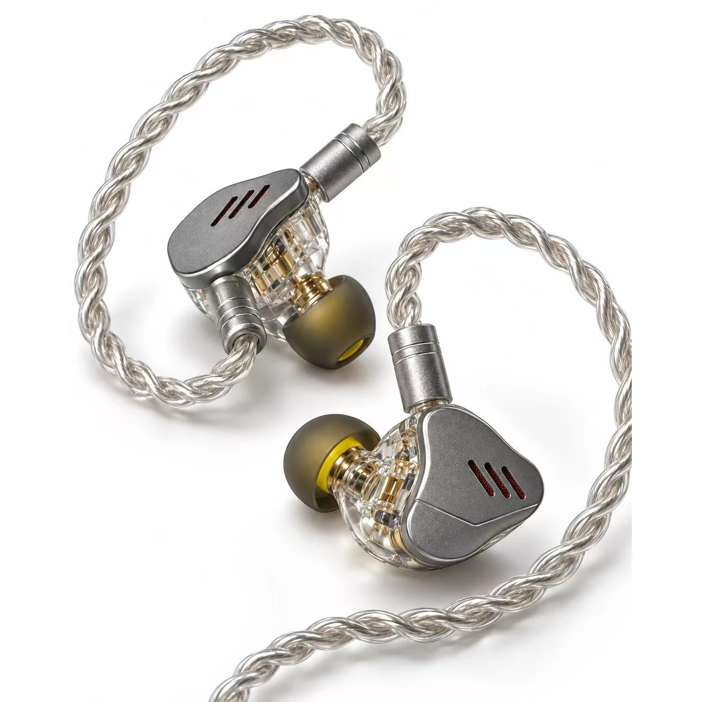 SP-805 detachable-cable private-label HiFi IEM with transparent housing and silver faceplate
