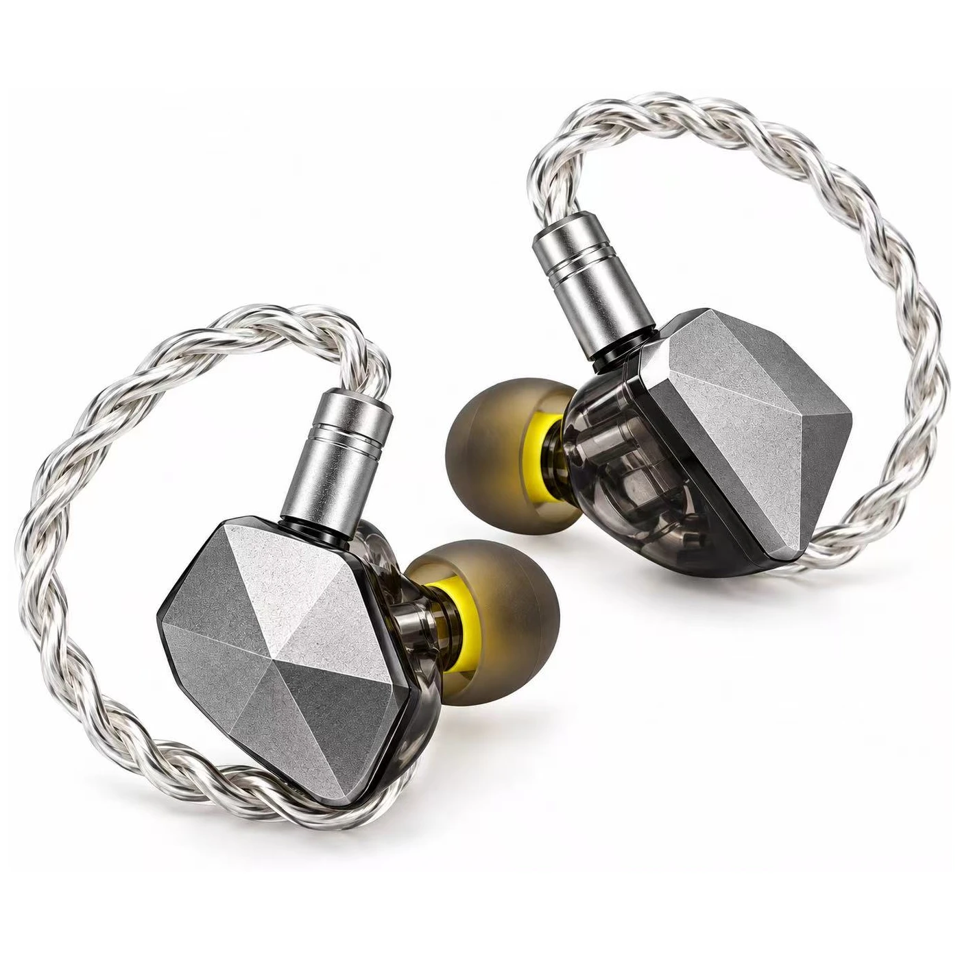 SP-806 detachable-cable private-label HiFi IEM with geometric silver faceplate